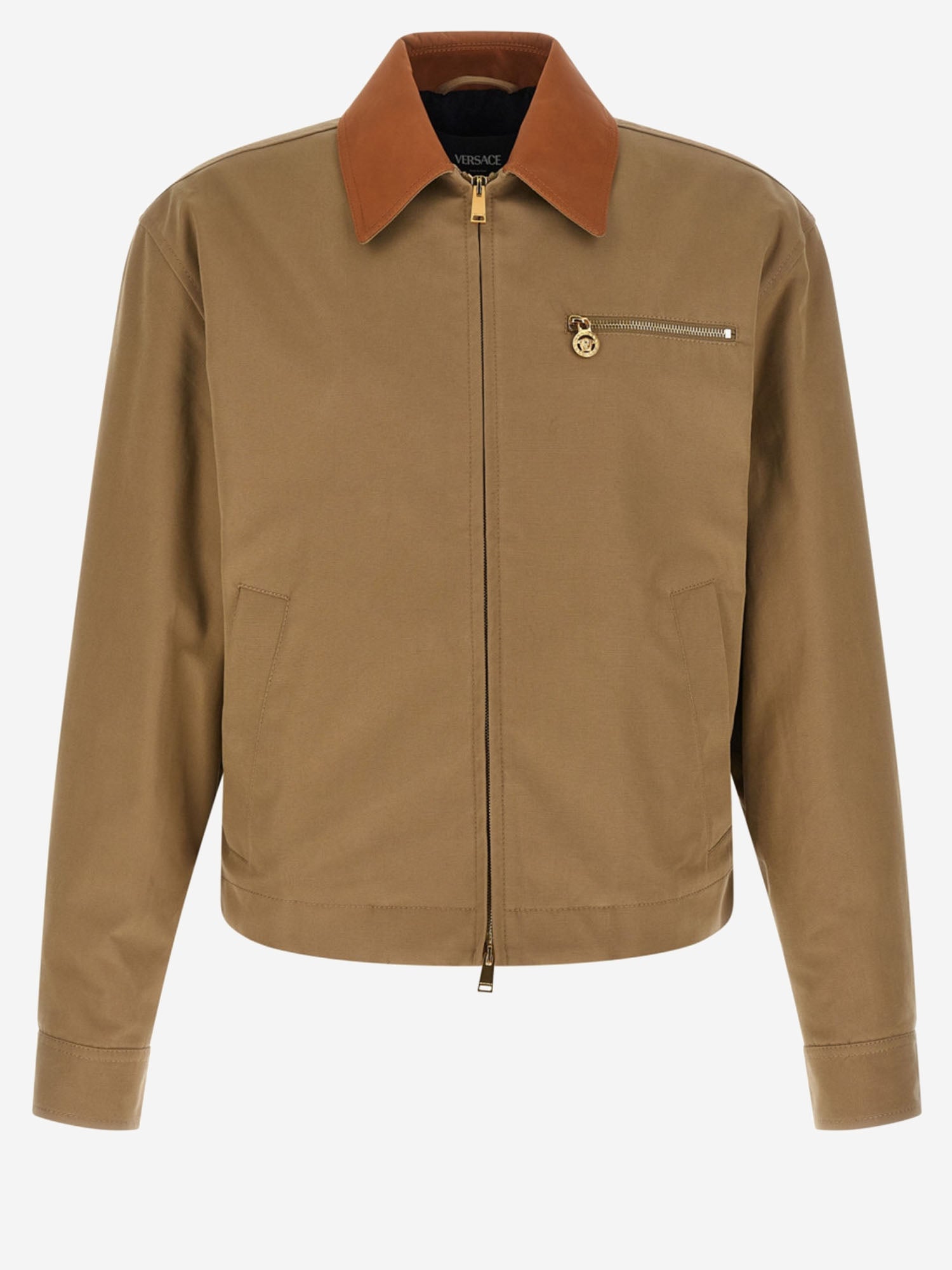 GIACCA IN COTONE CON COLLETTO A CONTRASTO 1022244 1A168021KM00 VERSACE 