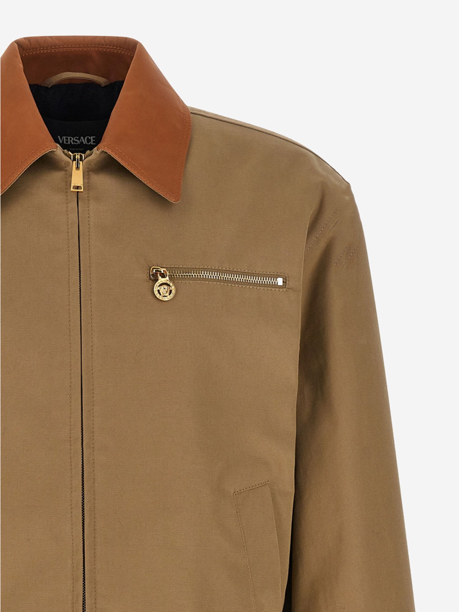 GIACCA IN COTONE CON COLLETTO A CONTRASTO 1022244 1A168021KM00 VERSACE 