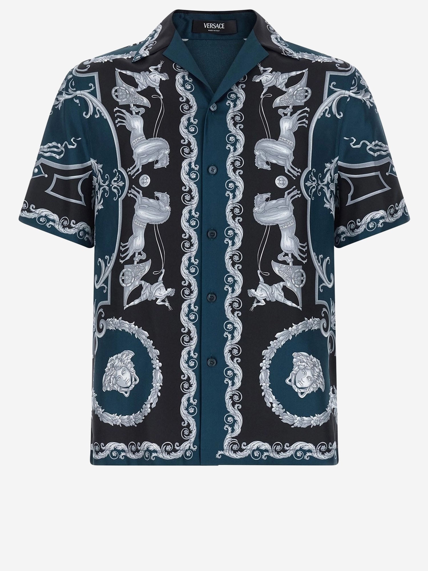 Camicia in twill di seta stampata 1022740 1A160965BE50 VERSACE 