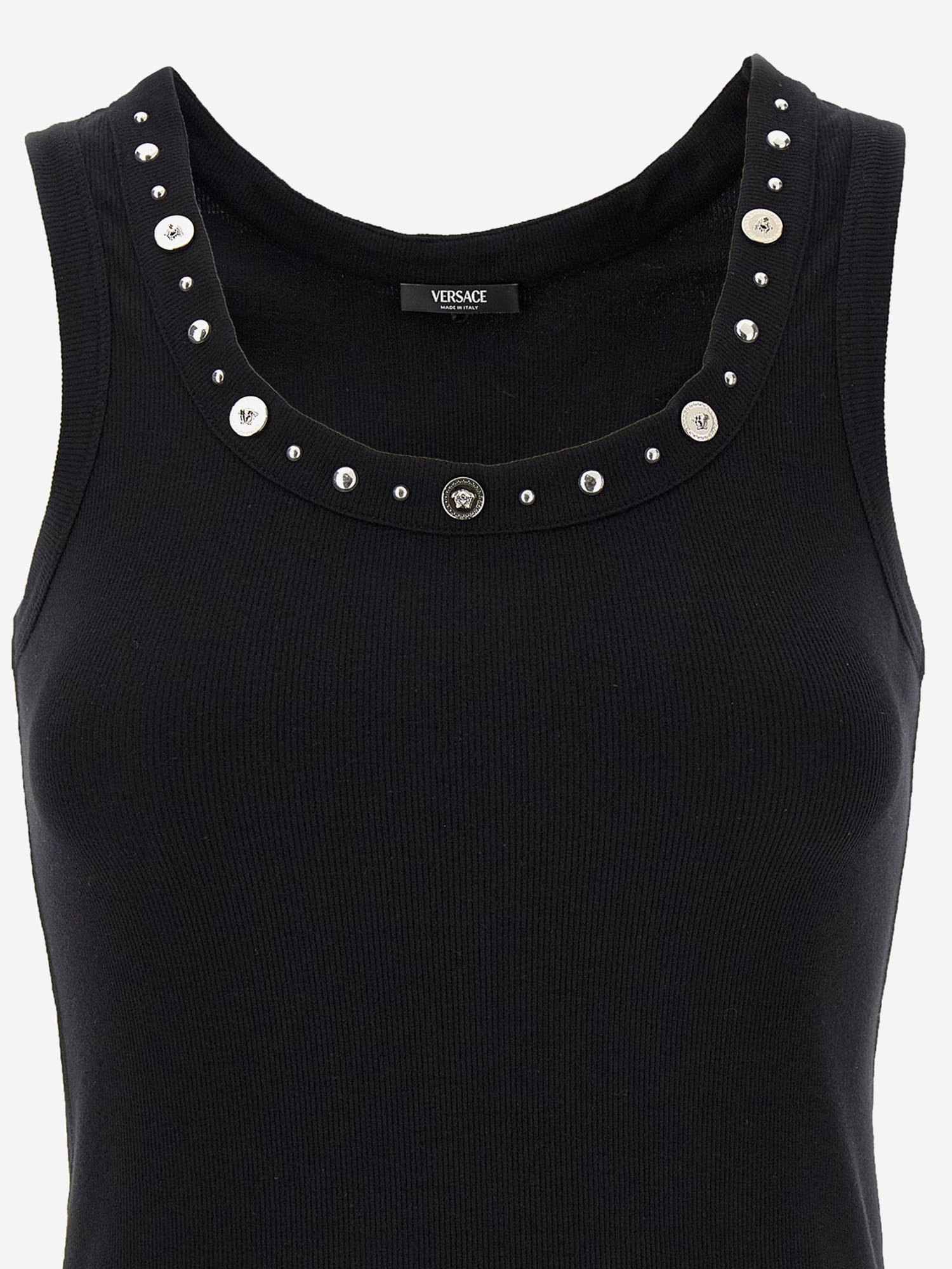 TOP IN COTONE STRETCH CON BORCHIE 1023209 1A172211B000 VERSACE 