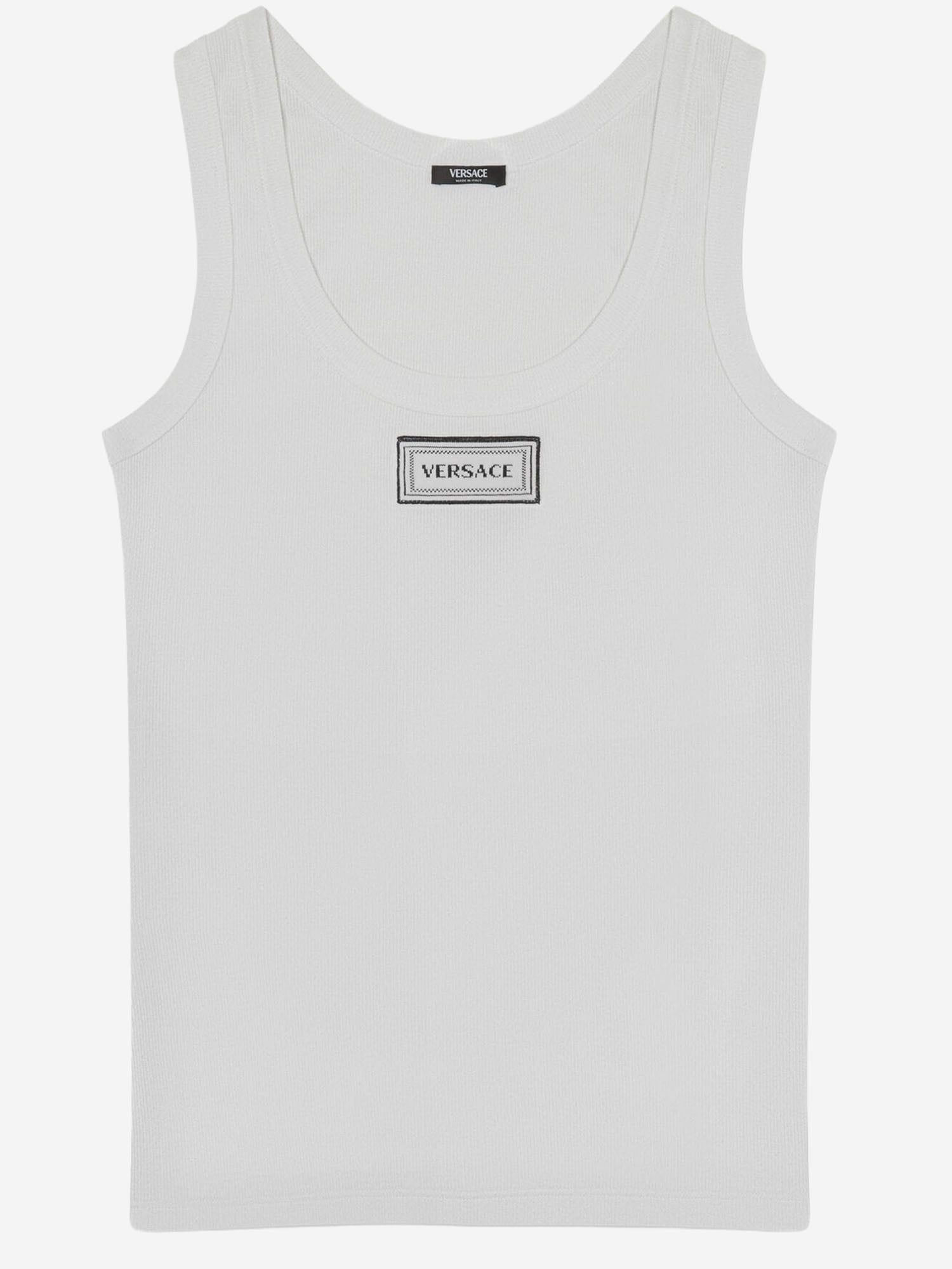 CANOTTA IN COTONE STRETCH CON LOGO 1023210 1A172221W000 VERSACE 