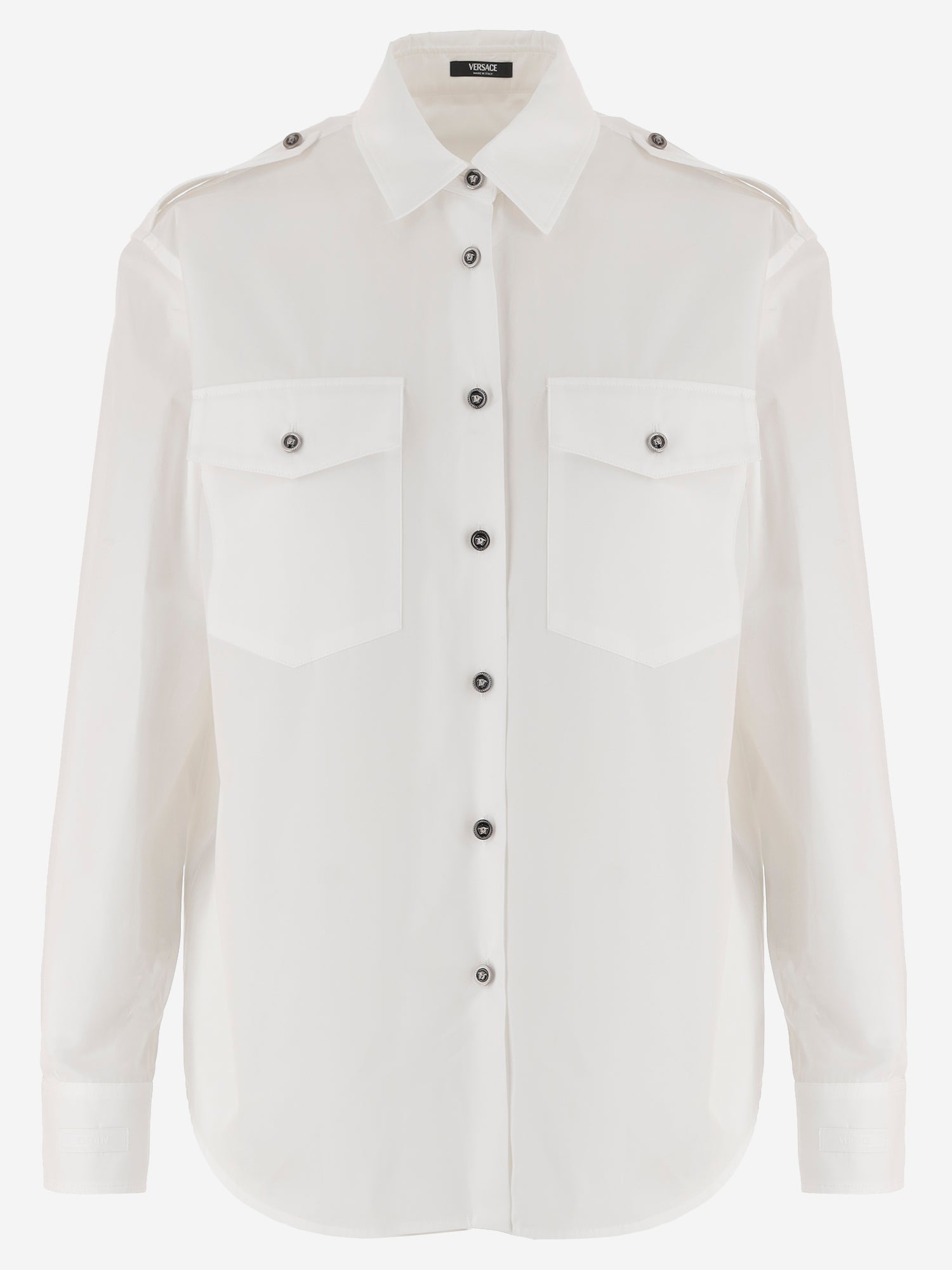 CAMICIA IN COTONE CON BOTTONI A CONTRASTO 1023767 1A147481W000 VERSACE 
