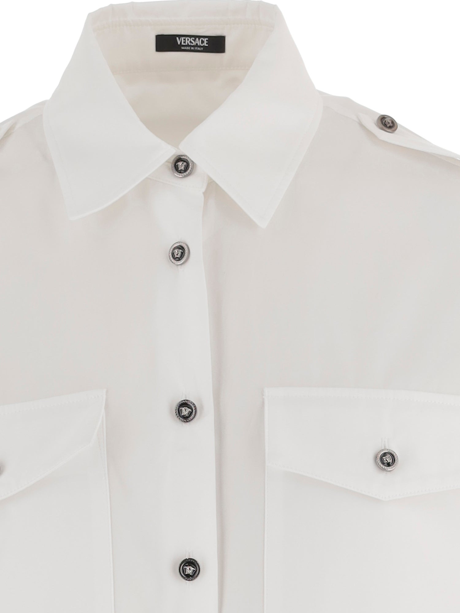 CAMICIA IN COTONE CON BOTTONI A CONTRASTO 1023767 1A147481W000 VERSACE 