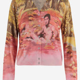 CARDIGAN IN SETA CON STAMPA NATURISTA 1024236 1A178775X000 VERSACE 