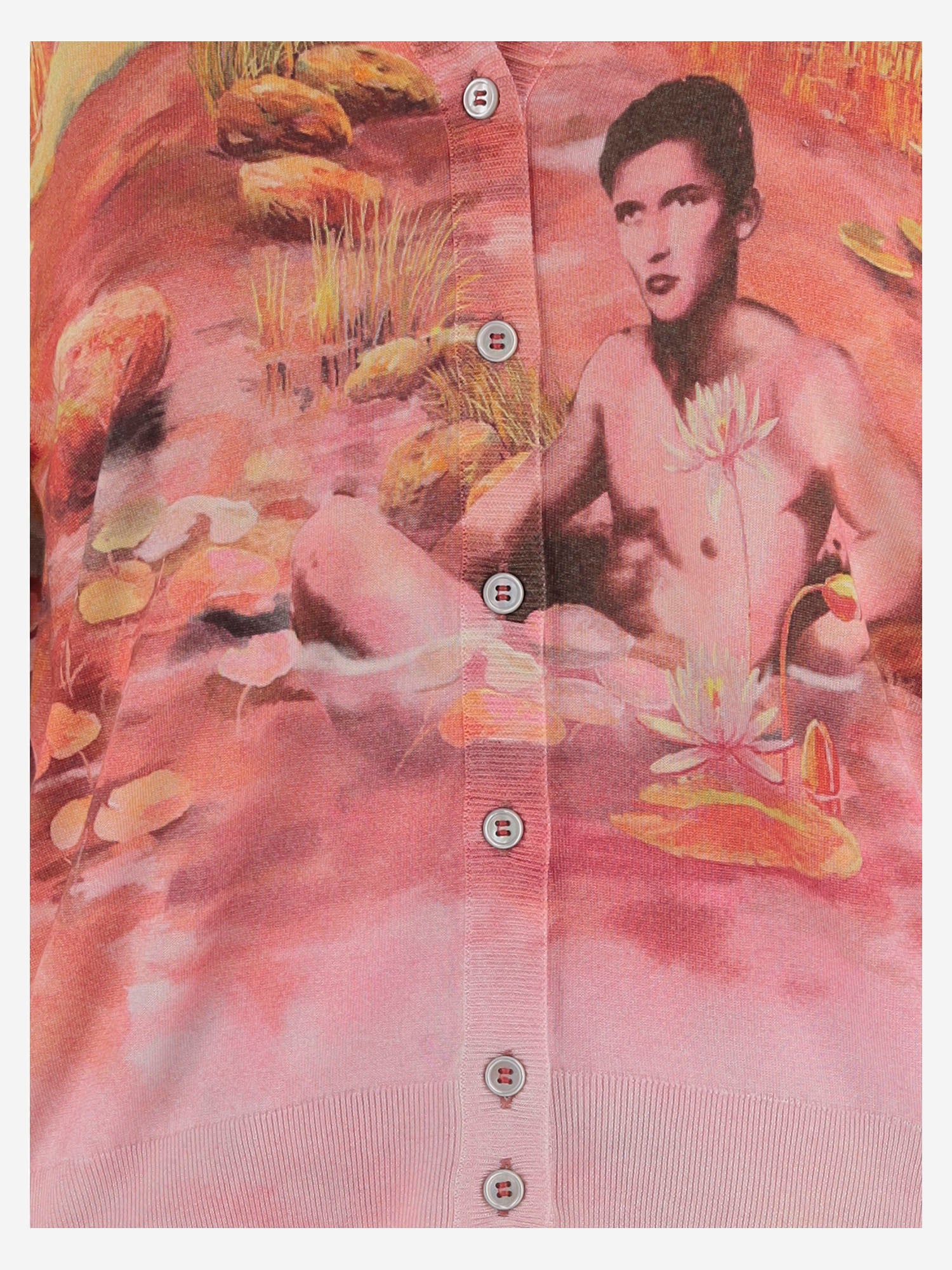 CARDIGAN IN SETA CON STAMPA NATURISTA 1024236 1A178775X000 VERSACE 
