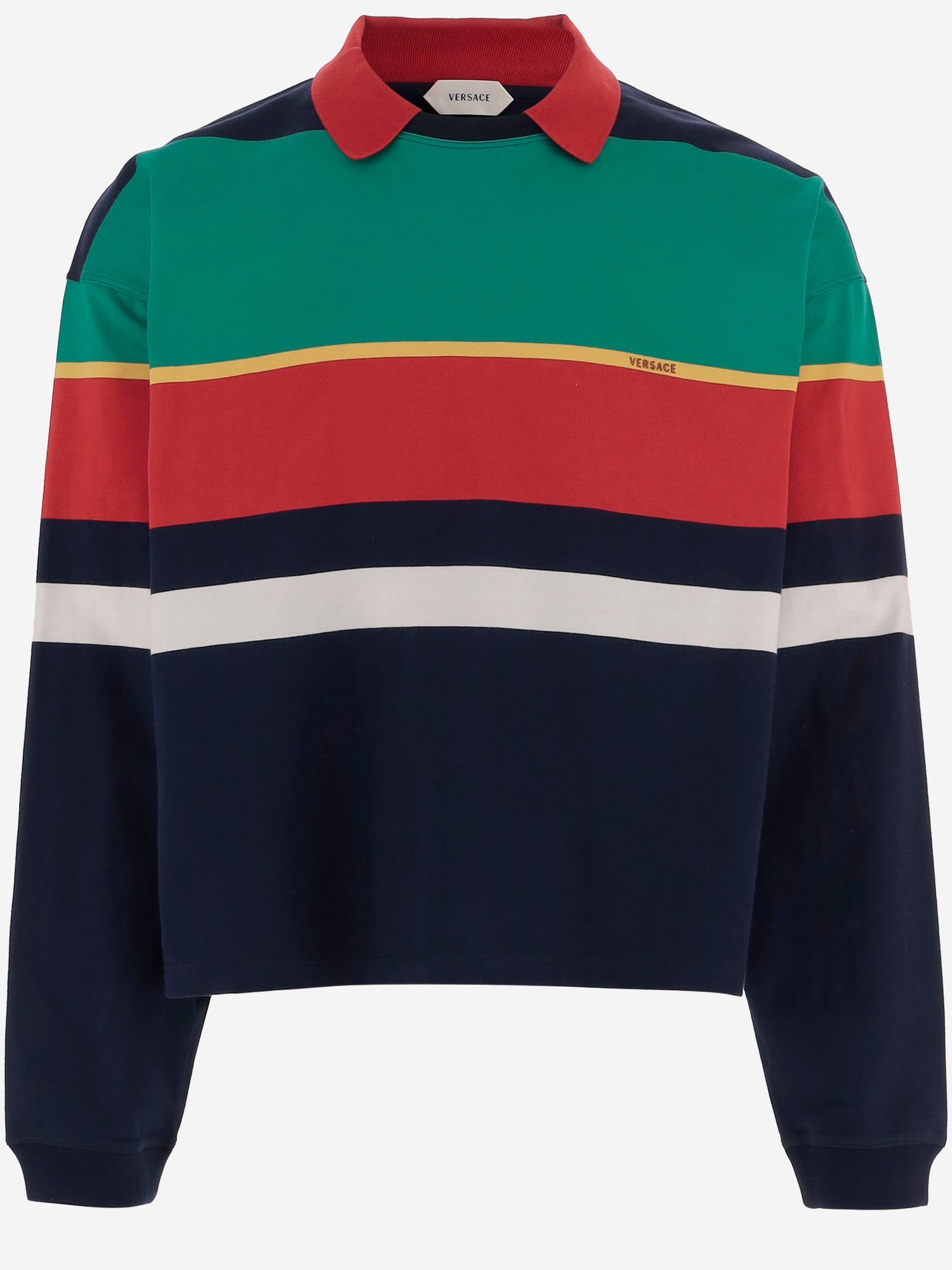 MAGLIA POLO IN COTONE A RIGHE 1024580 1A178906G870 VERSACE 