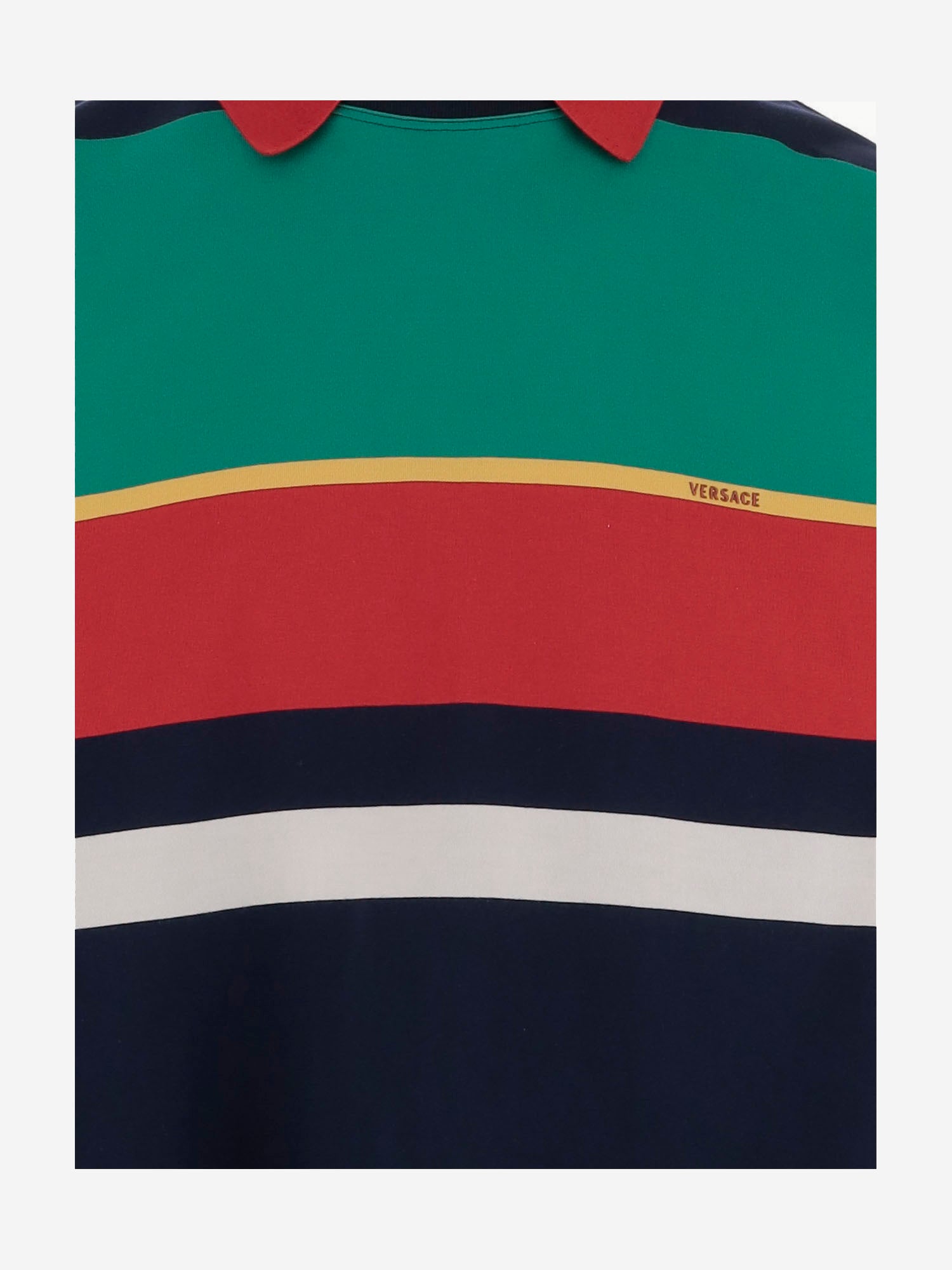 MAGLIA POLO IN COTONE A RIGHE 1024580 1A178906G870 VERSACE 