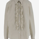 Camicia in cotone con jabot a righe FSH821CO0219 A040 AMI 