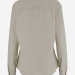 Camicia in cotone con jabot a righe FSH821CO0219 A040 AMI 