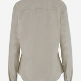 Camicia in cotone con jabot a righe FSH821CO0219 A040 AMI 