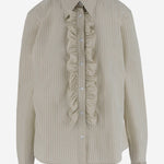Camicia in cotone con jabot a righe FSH821CO0219 A040 AMI 