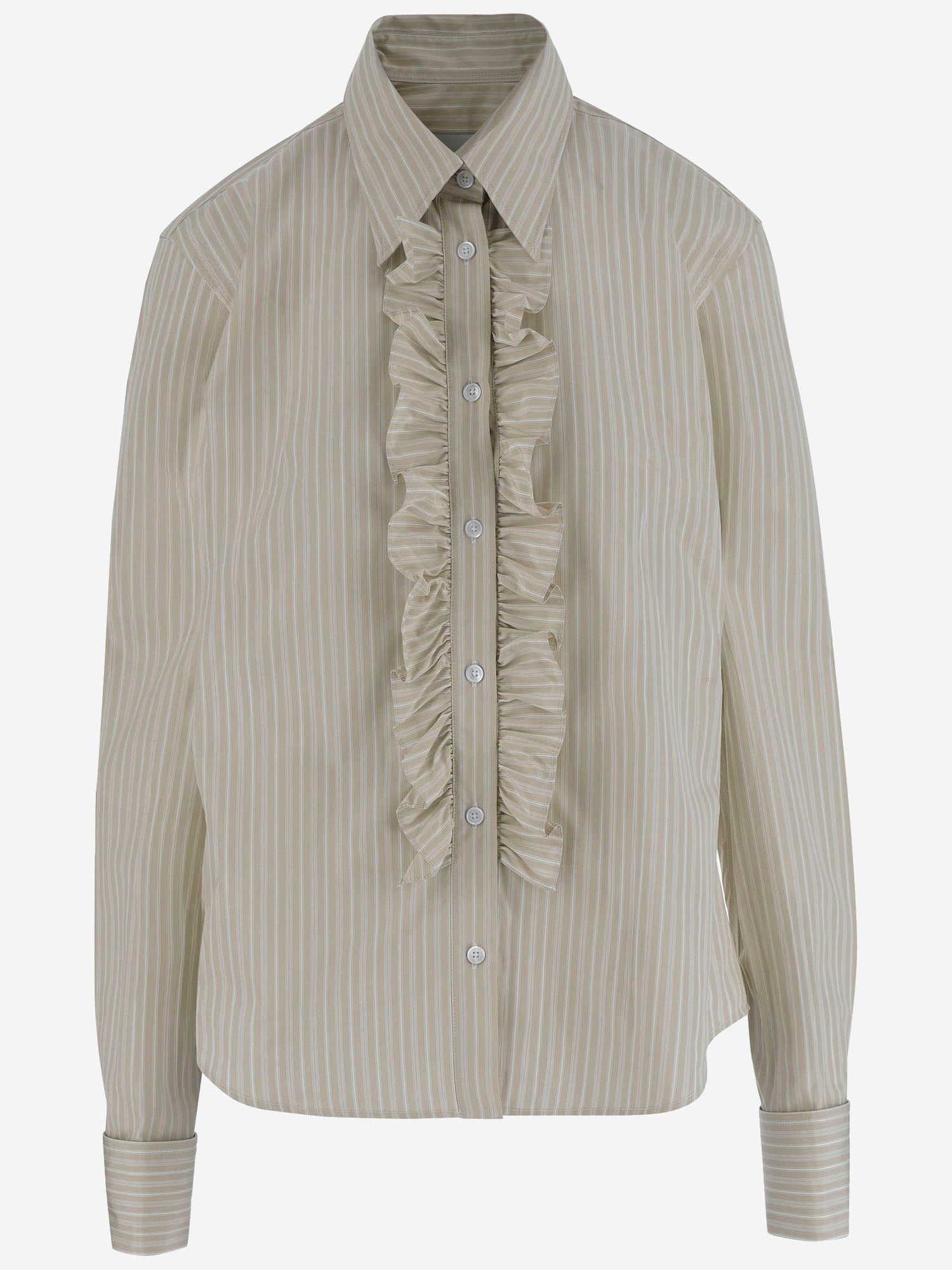 Camicia in cotone con jabot a righe FSH821CO0219 A040 AMI 
