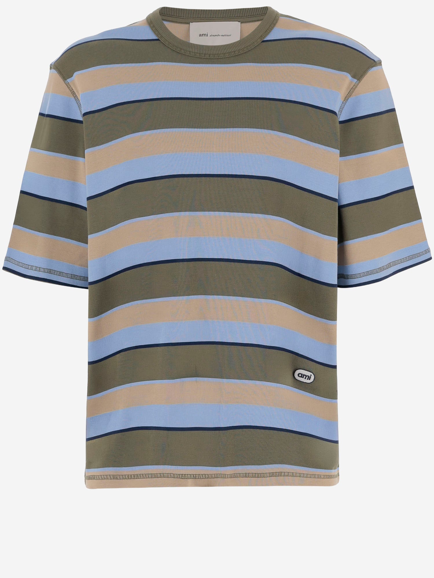 T-SHIRT IN COTONE STRETCH A RIGHE UTS369JE0209 A073 AMI 