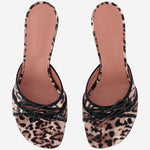 SLIPPER ELEONORA IN SETA ELEONORASLIPPER 45LEOPARDBLACK AMINA MUADDI 