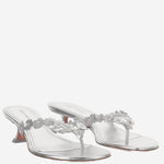 Sandali Janis in pelle JANISTHONG 45SILVERWHITE AMINA MUADDI 