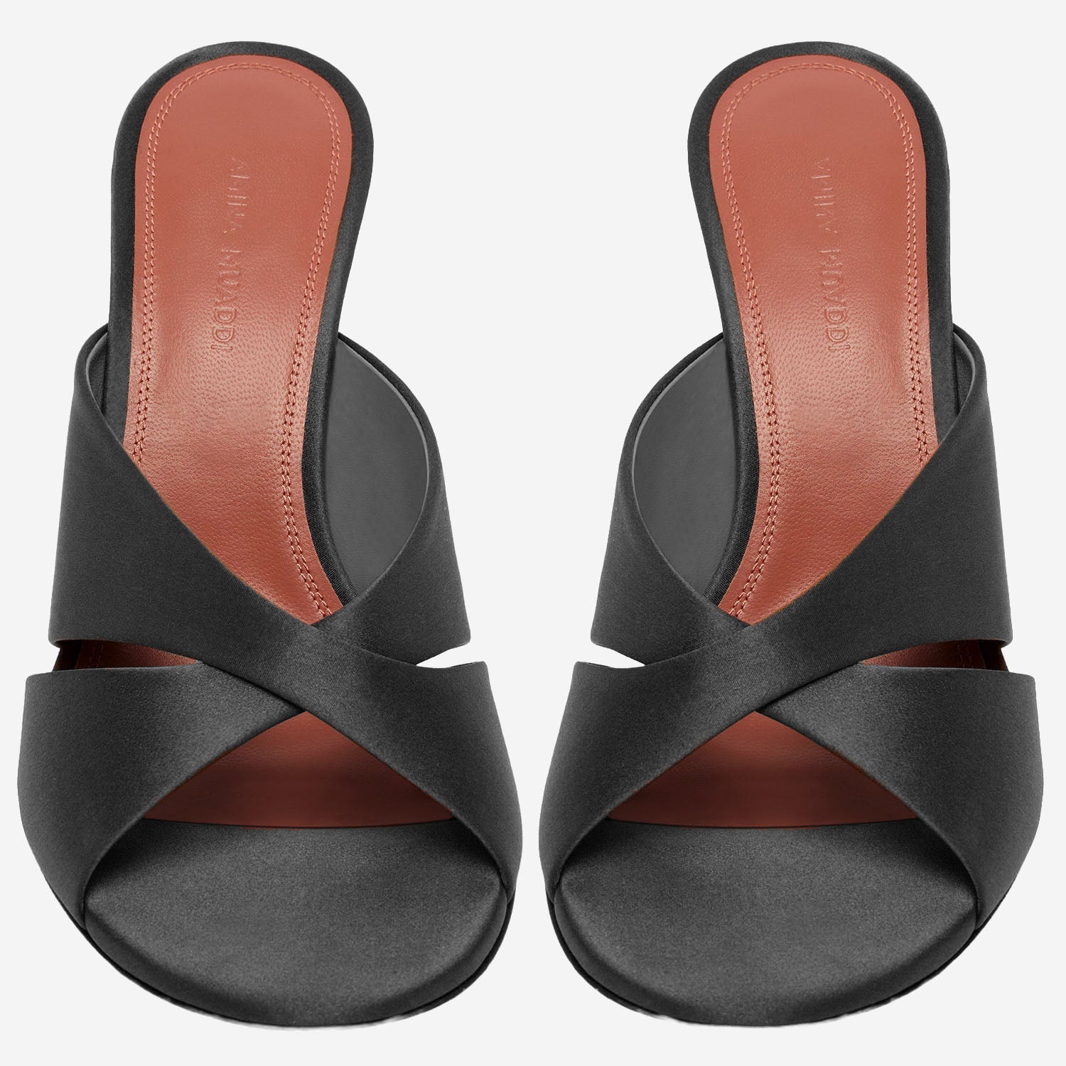 SANDALI SALMA IN RASO SALMASLIPPER 95BLACK AMINA MUADDI 