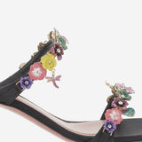 SANDALI VITTORIA CON APPLICAZIONI FLOREALI VITTORIASLIPPER 55BLACKMULTICOLOR AMINA MUADDI 