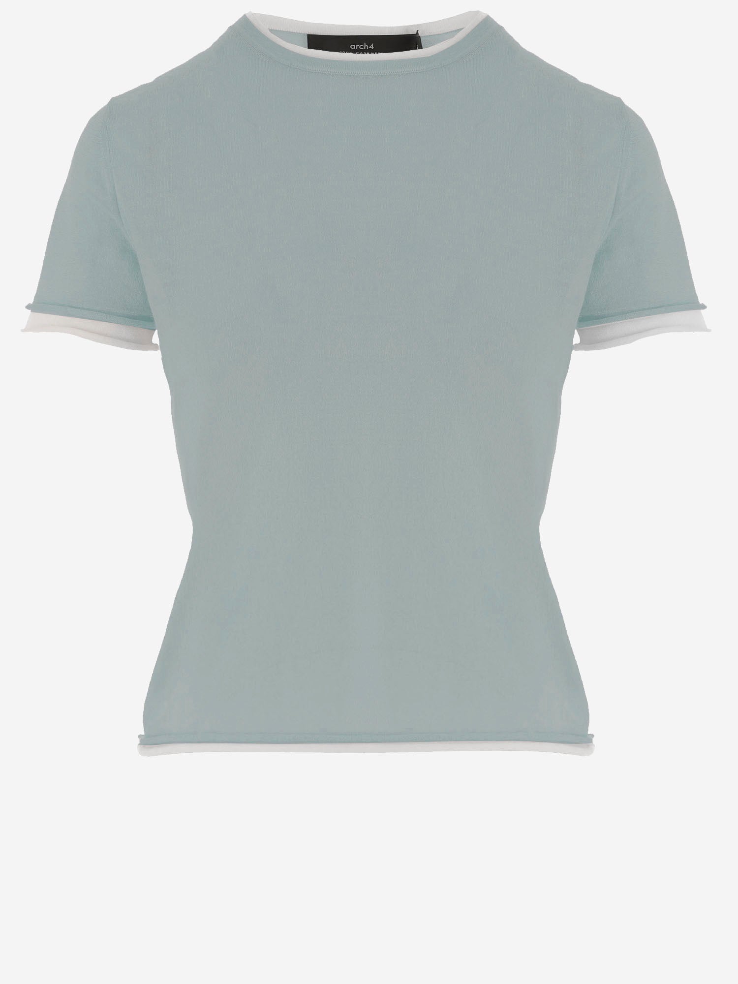 T-SHIRT IN CASHMERE CON BORDI A CONTRASTO KNJP2616 128 ARCH4 