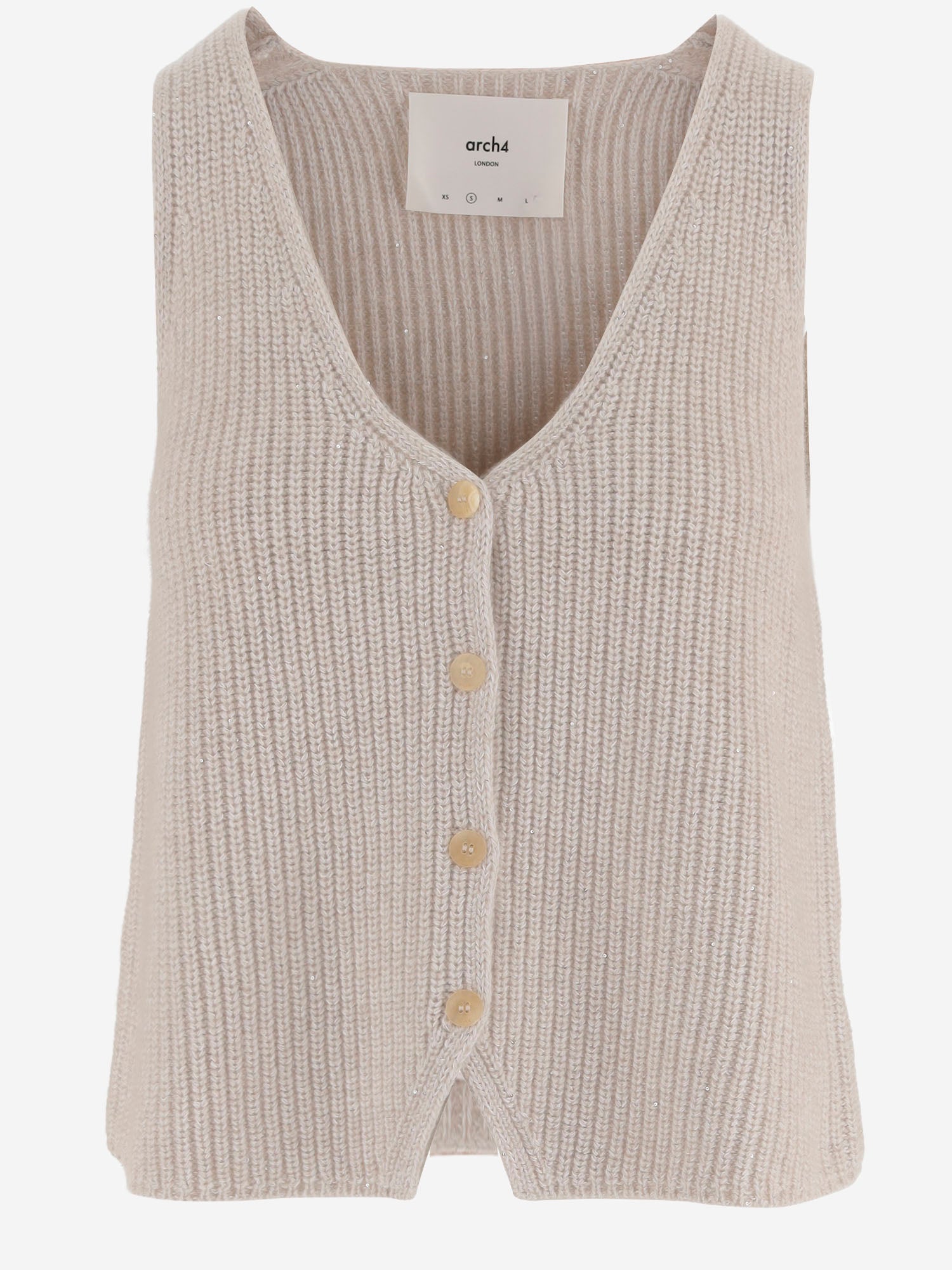 GILET IN MISTO CASHMERE E COTONE CON PAILLETTES KNVS2696 263 ARCH4 