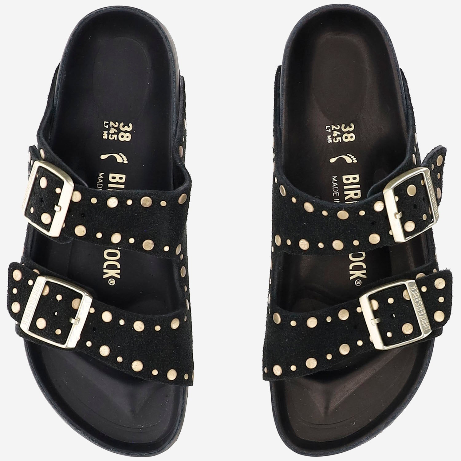 SANDALI ARIZONA Rivet IN SUEDE 1027855 BLACK BIRKENSTOCK 