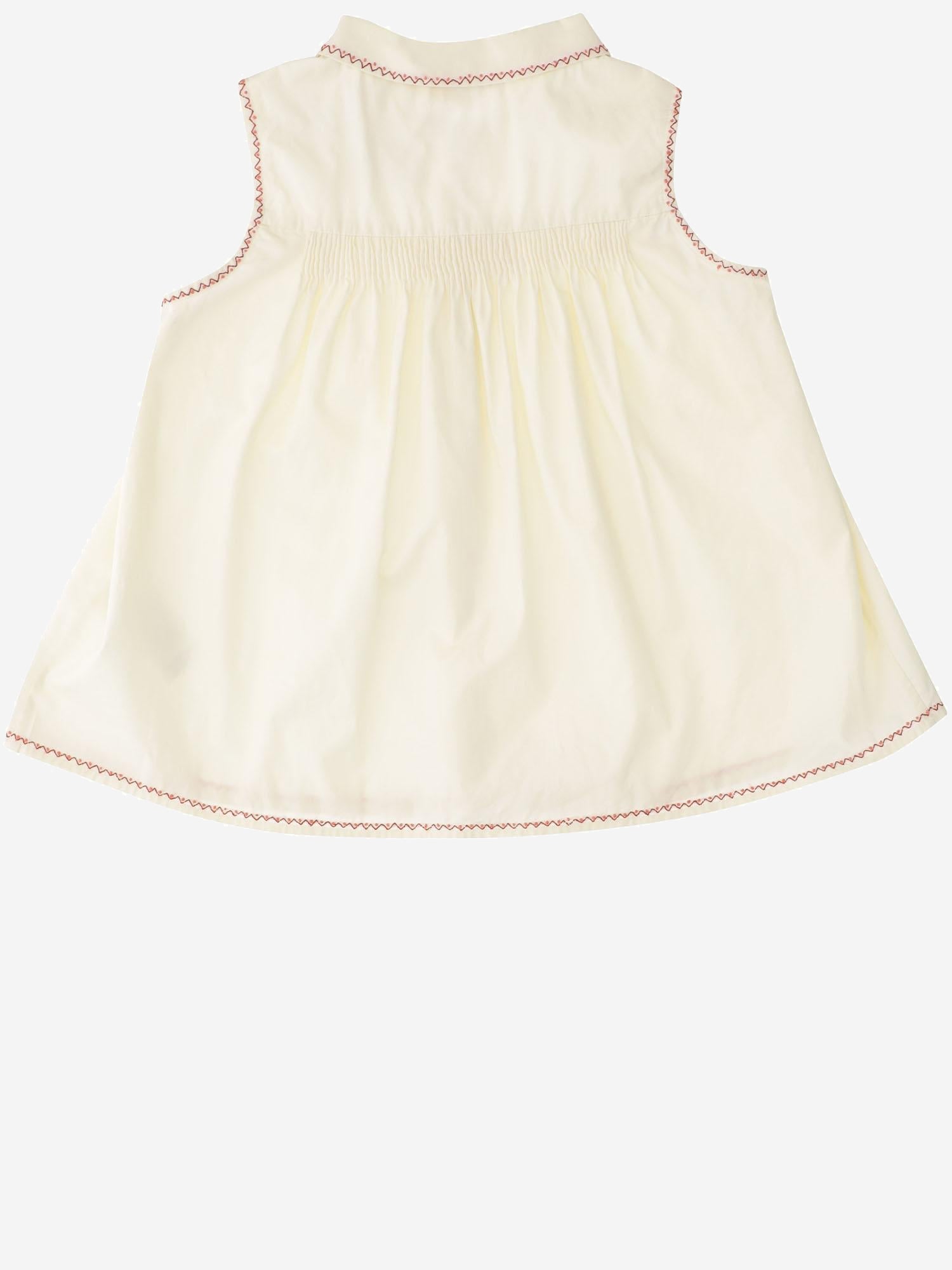 TOP SENZA MANICHE IN COTONE CON BORDI RICAMATI S06GBLW00030 103 BONPOINT KIDS 