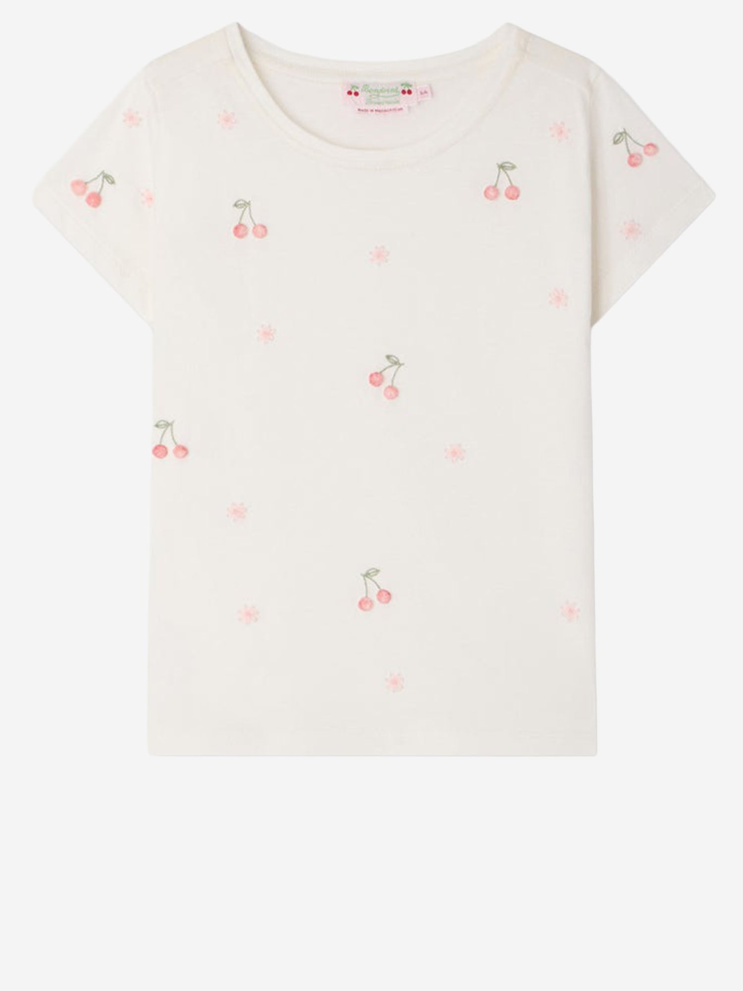 T-SHIRT IN COTONE CON MOTIVO A CILIEGIE S06GTSK00009 102 BONPOINT KIDS 