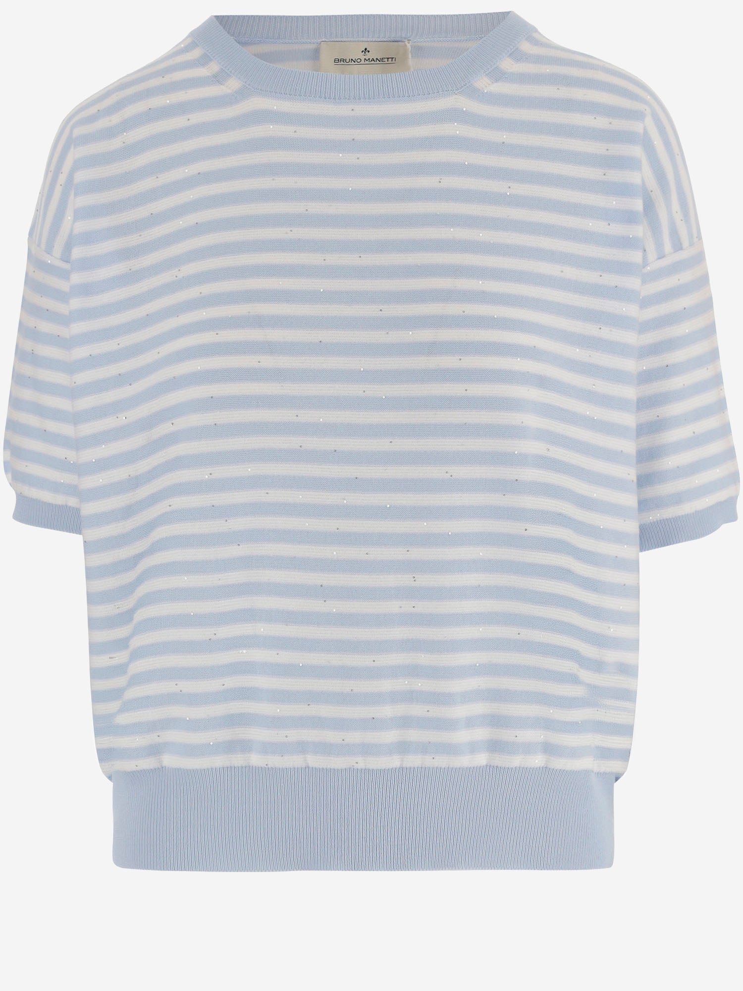 MAGLIA IN COTONE A RIGHE R2N110 123 BRUNO MANETTI 