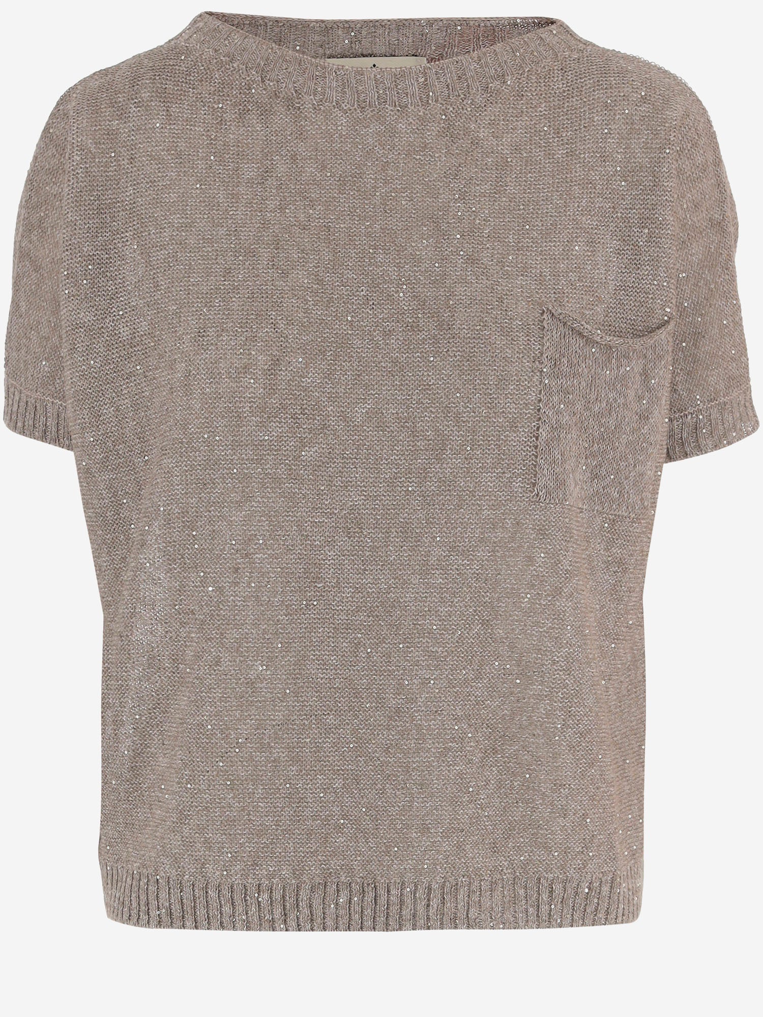MAGLIA A MANICHE CORTE IN MISTO LINO E COTONE R2Q101 414 BRUNO MANETTI 