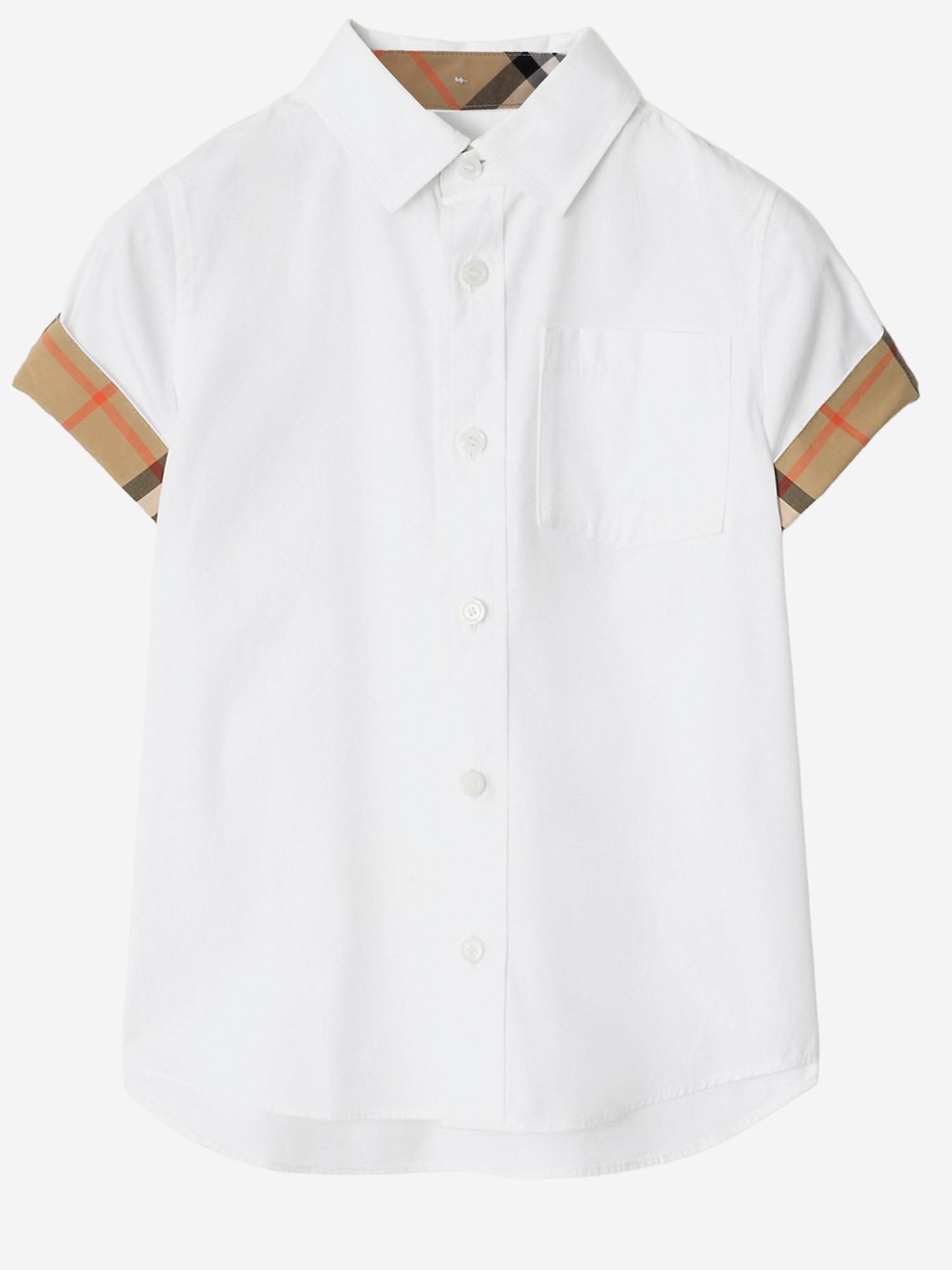 CAMICIA IN COTONE CON MOTIVO CHECK 8117167 WHITE BURBERRY KIDS 