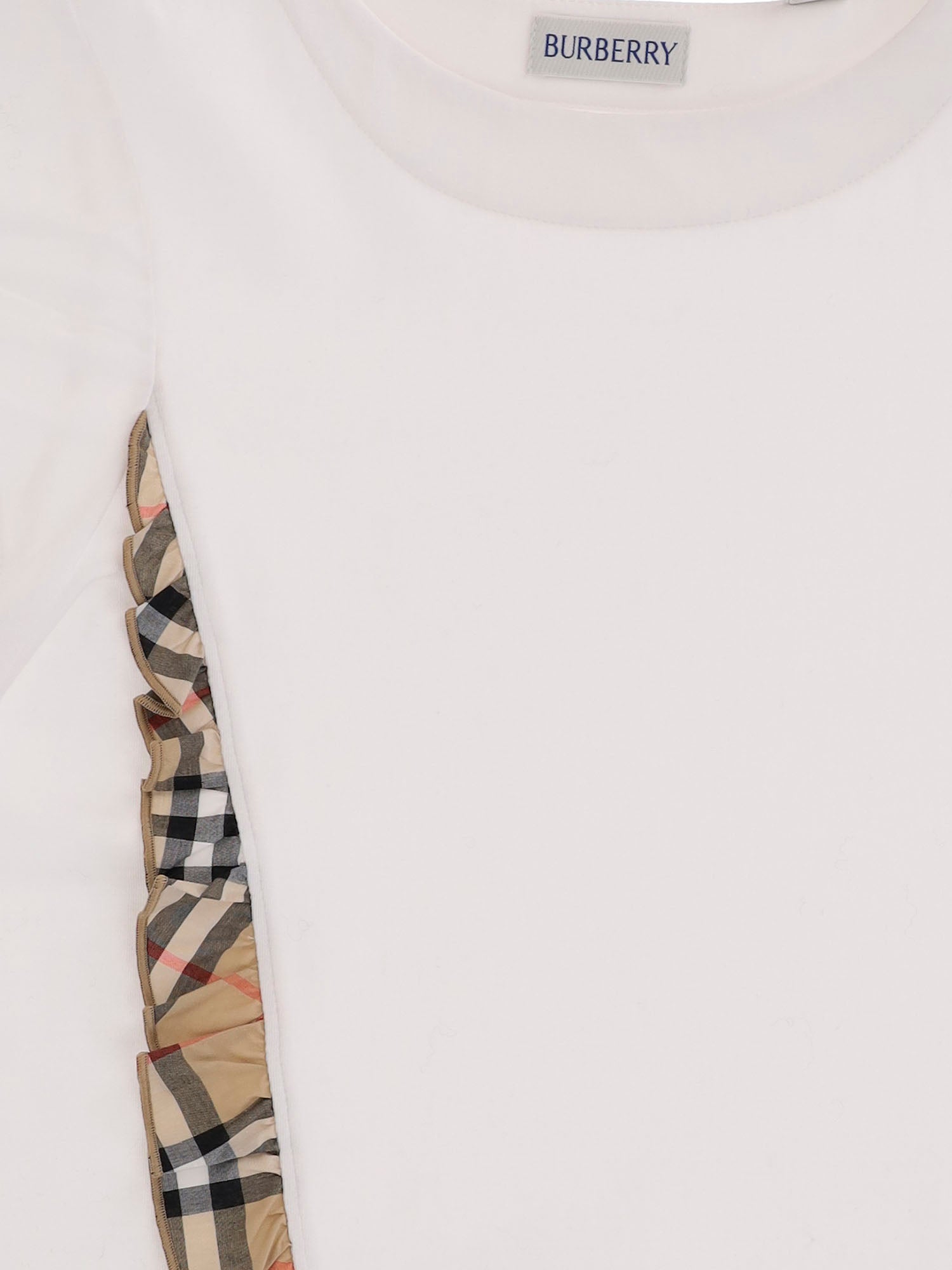 TOP IN COTONE STRETCH CON MOTIVO CHECK 8117403 WHITE BURBERRY KIDS 