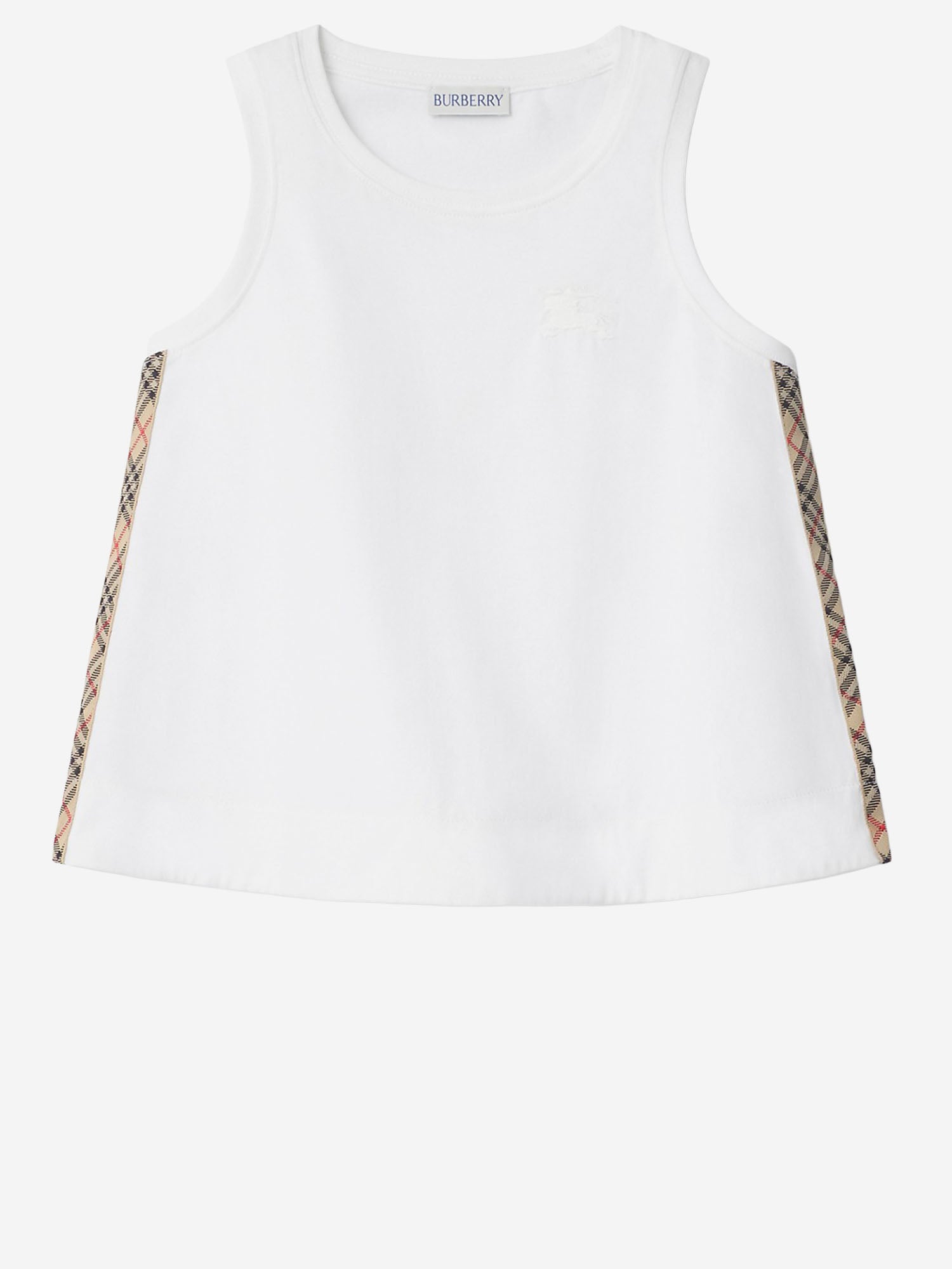 TOP IN COTONE CON FINITURE CHECK 8117437 WHITE BURBERRY KIDS 