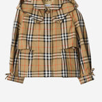 GIACCA TRENCH CON CAPPUCCIO IN COTONE CHECK 8117878 SANDIPCHECK BURBERRY KIDS 