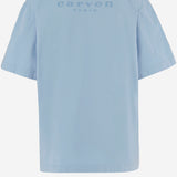 T-SHIRT IN COTONE CON STAMPA POSTERIORE 6261K21081 Aqua CARVEN 