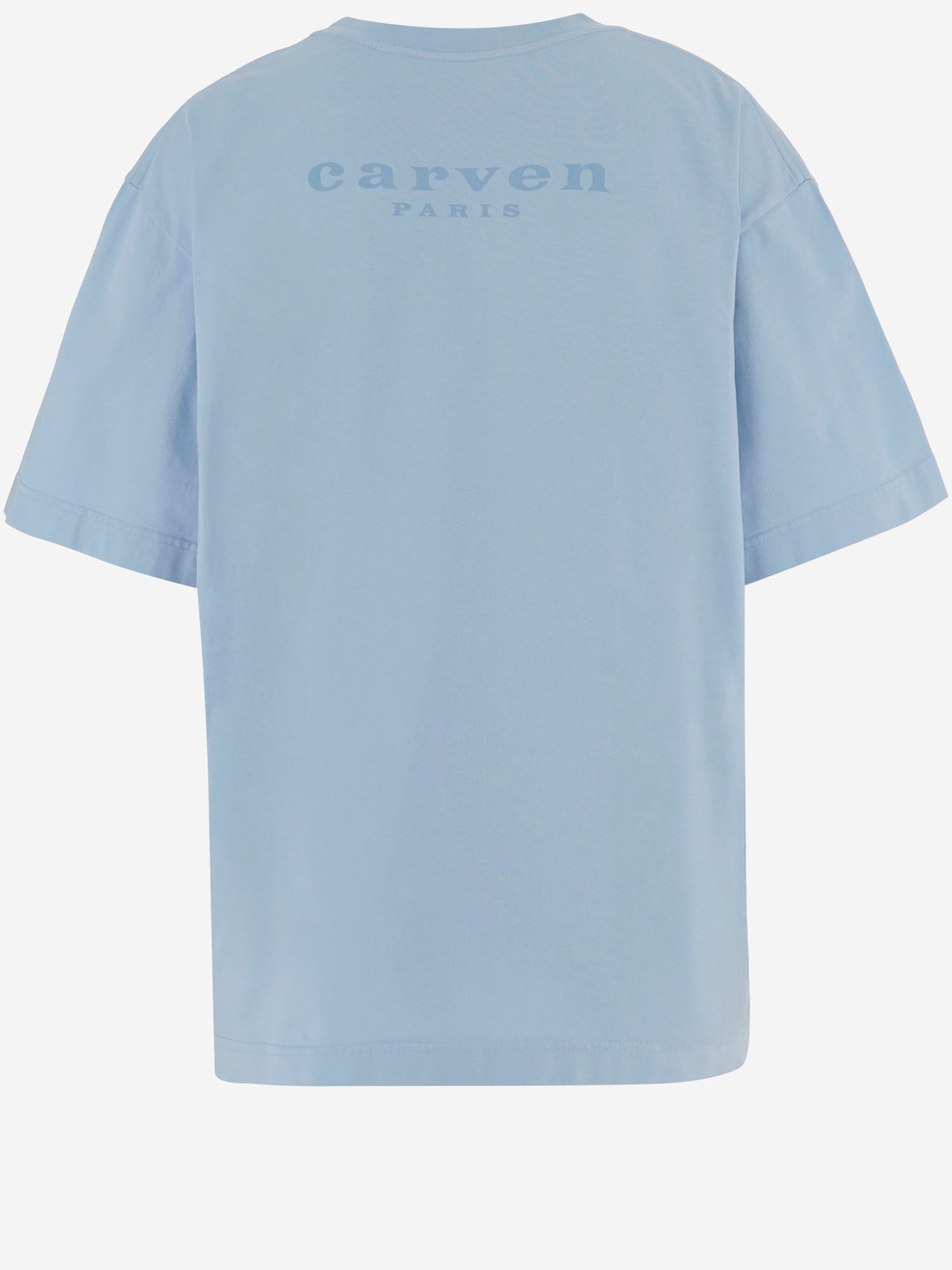 T-SHIRT IN COTONE CON STAMPA POSTERIORE 6261K21081 Aqua CARVEN 