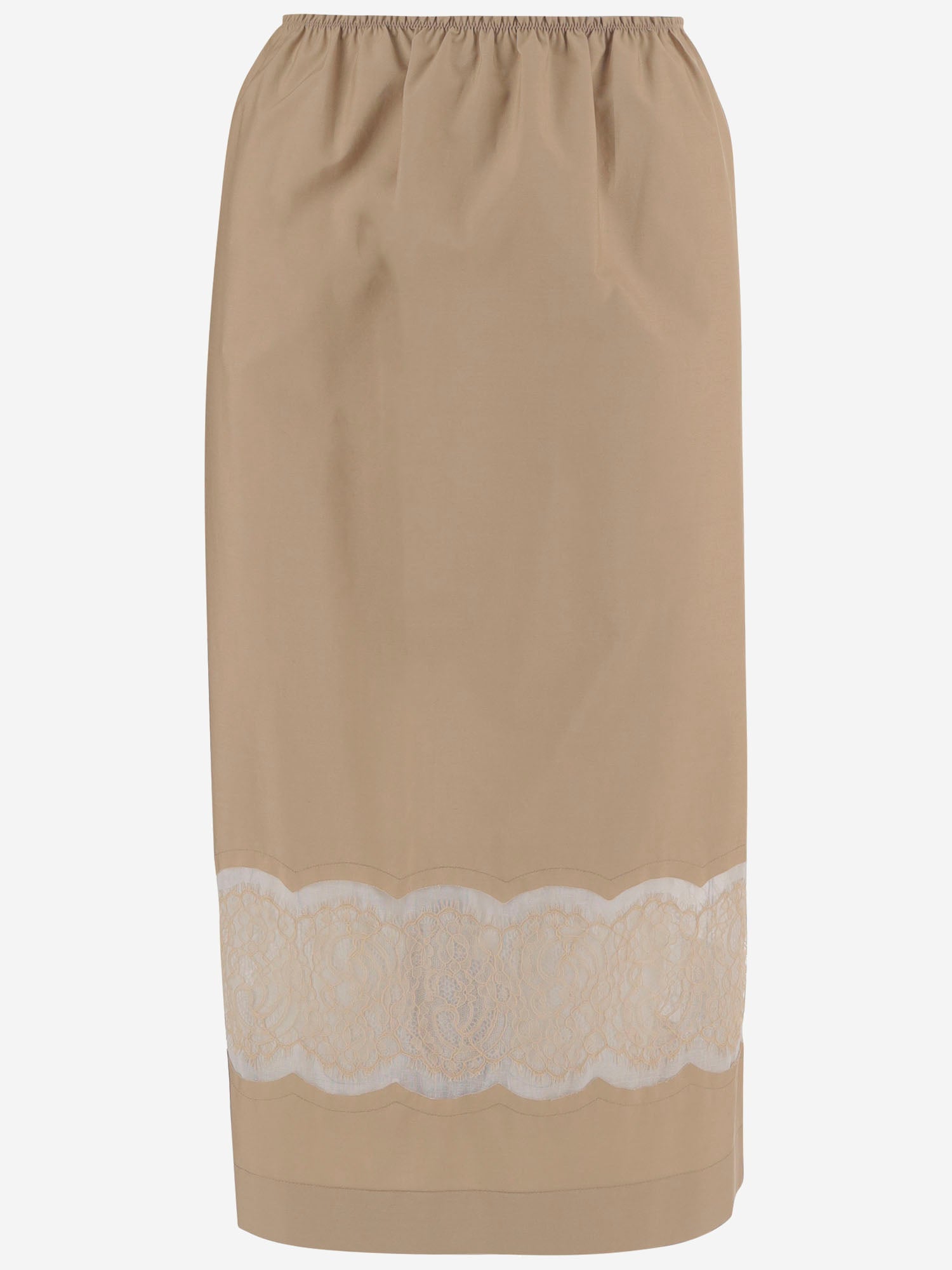 GONNA IN COTONE CON DETTAGLIO IN PIZZO 6261K21098 Oat CARVEN 