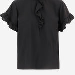 TOP CON VOLANT A MANICHE CORTE IN CRÊPE DE CHINE CH26SHT33005 001 CHLOE 