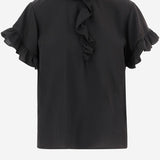 TOP CON VOLANT A MANICHE CORTE IN CRÊPE DE CHINE CH26SHT33005 001 CHLOE 