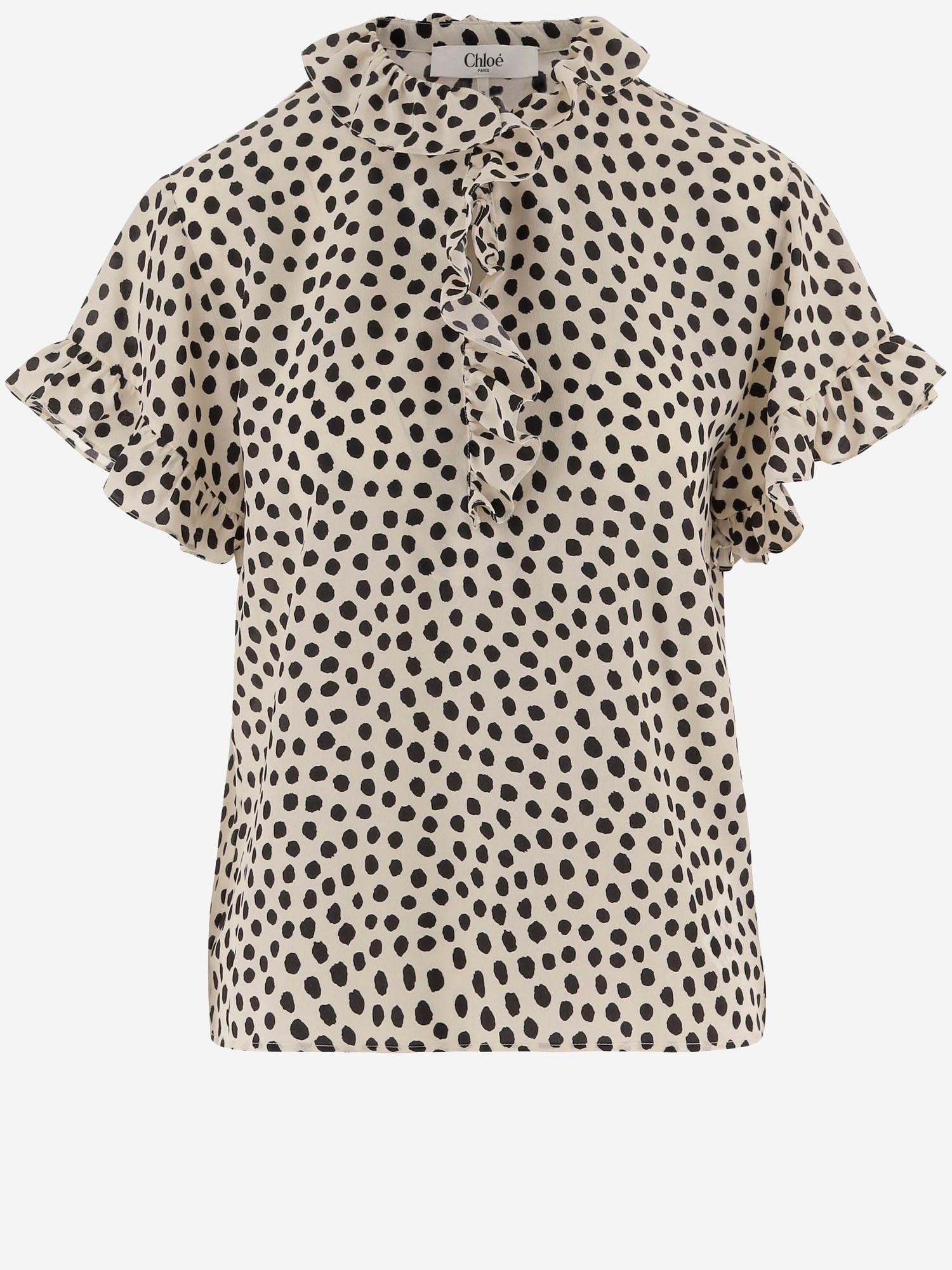 TOP CON VOLANT A MANICHE CORTE IN CRÊPE DE CHINE CH26SHT33306 94Q CHLOE 
