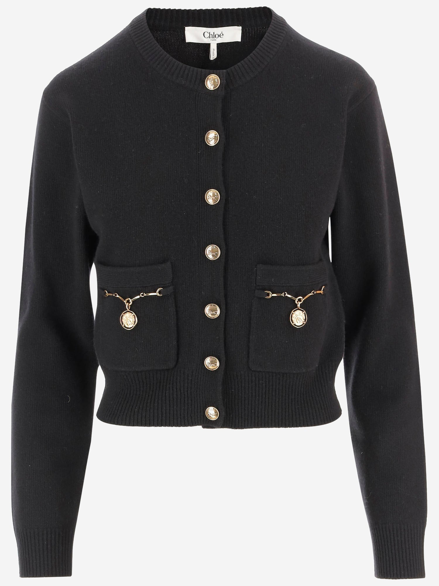 CARDIGAN HORSE MEDAL IN LANA E CASHMERE CH26SMC07800 001 CHLOE 