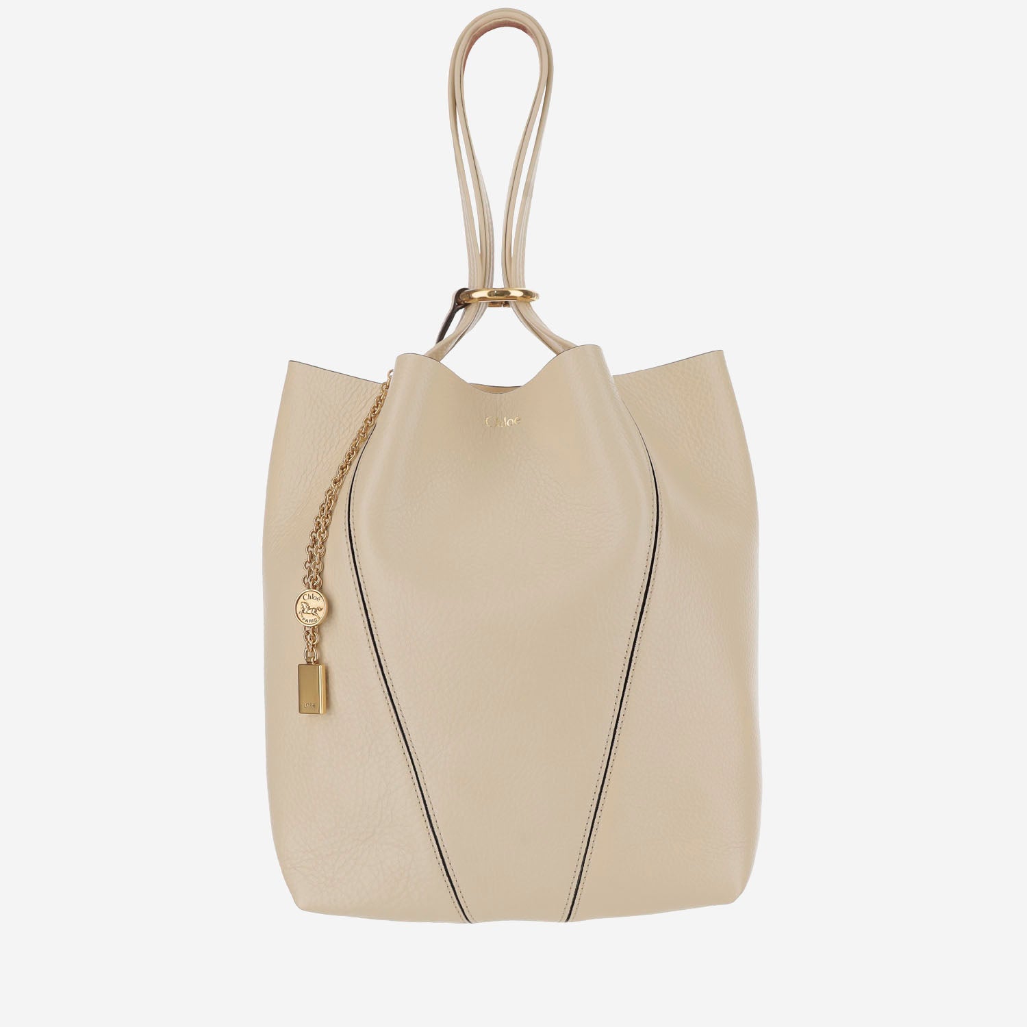 TOTE BAG CHLOÉ SPIN IN PELLE GRANATA<BR/> CHC25SS811N84 24Q CHLOE 