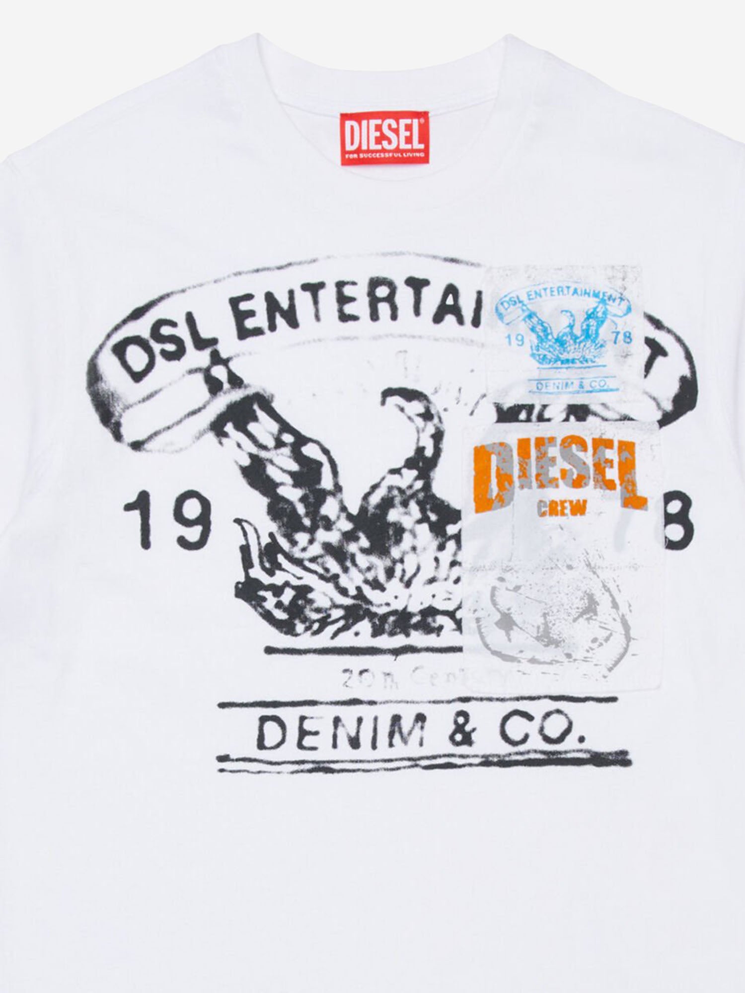 T-SHIRT TDERSIM OVER IN COTONE CON LOGO J02583 KYAYSK100 DIESEL KIDS 
