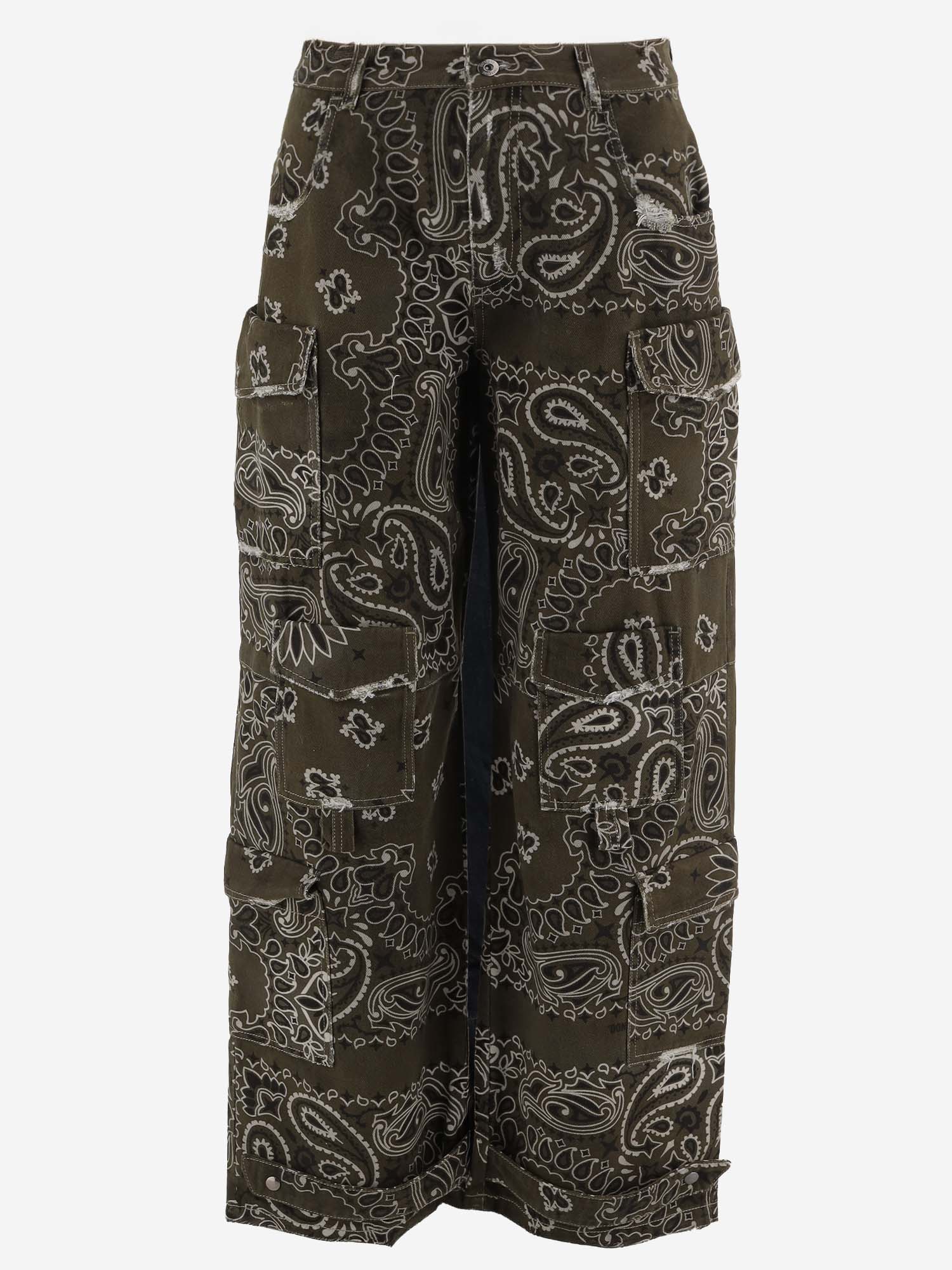 JEANS IN COTONE CON MOTIVO BANDANA DAM26B01 ARMY DONT @ ME 