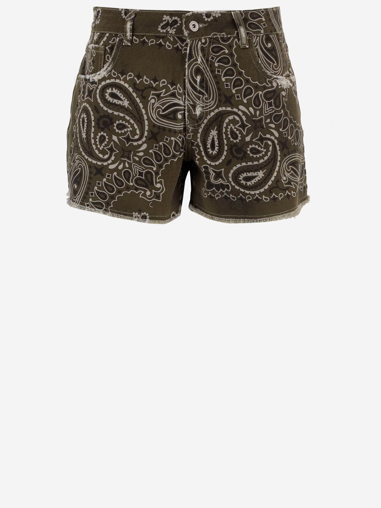 JEANS CORTI IN COTONE CON MOTIVO BANDANA DAM26B04 ARMY DONT @ ME 