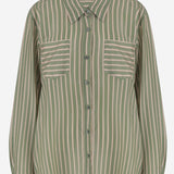 CAMICIA IN CUPRO A RIGHE CON TASCHE APPLICATE 010712 3274604 DRIES VAN NOTEN 
