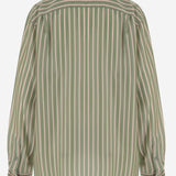 CAMICIA IN CUPRO A RIGHE CON TASCHE APPLICATE 010712 3274604 DRIES VAN NOTEN 