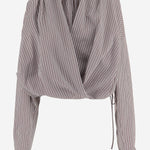 CAMICIA IN COTONE E SETA A RIGHE CON DRAPPEGGIO 010744 3132703 DRIES VAN NOTEN 