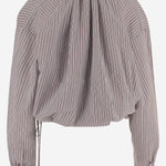 CAMICIA IN COTONE E SETA A RIGHE CON DRAPPEGGIO 010744 3132703 DRIES VAN NOTEN 