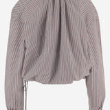 CAMICIA IN COTONE E SETA A RIGHE CON DRAPPEGGIO 010744 3132703 DRIES VAN NOTEN 