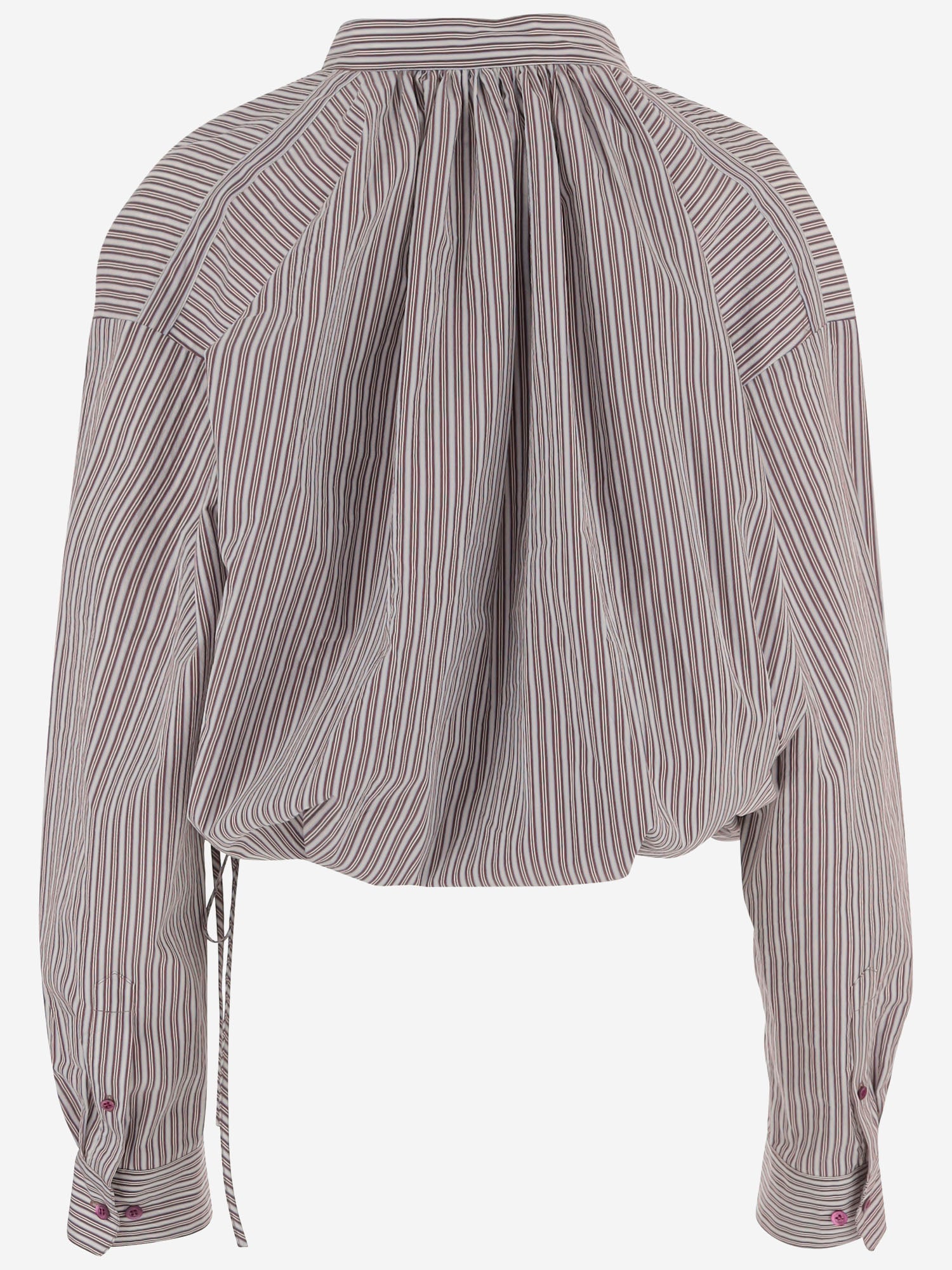 CAMICIA IN COTONE E SETA A RIGHE CON DRAPPEGGIO 010744 3132703 DRIES VAN NOTEN 