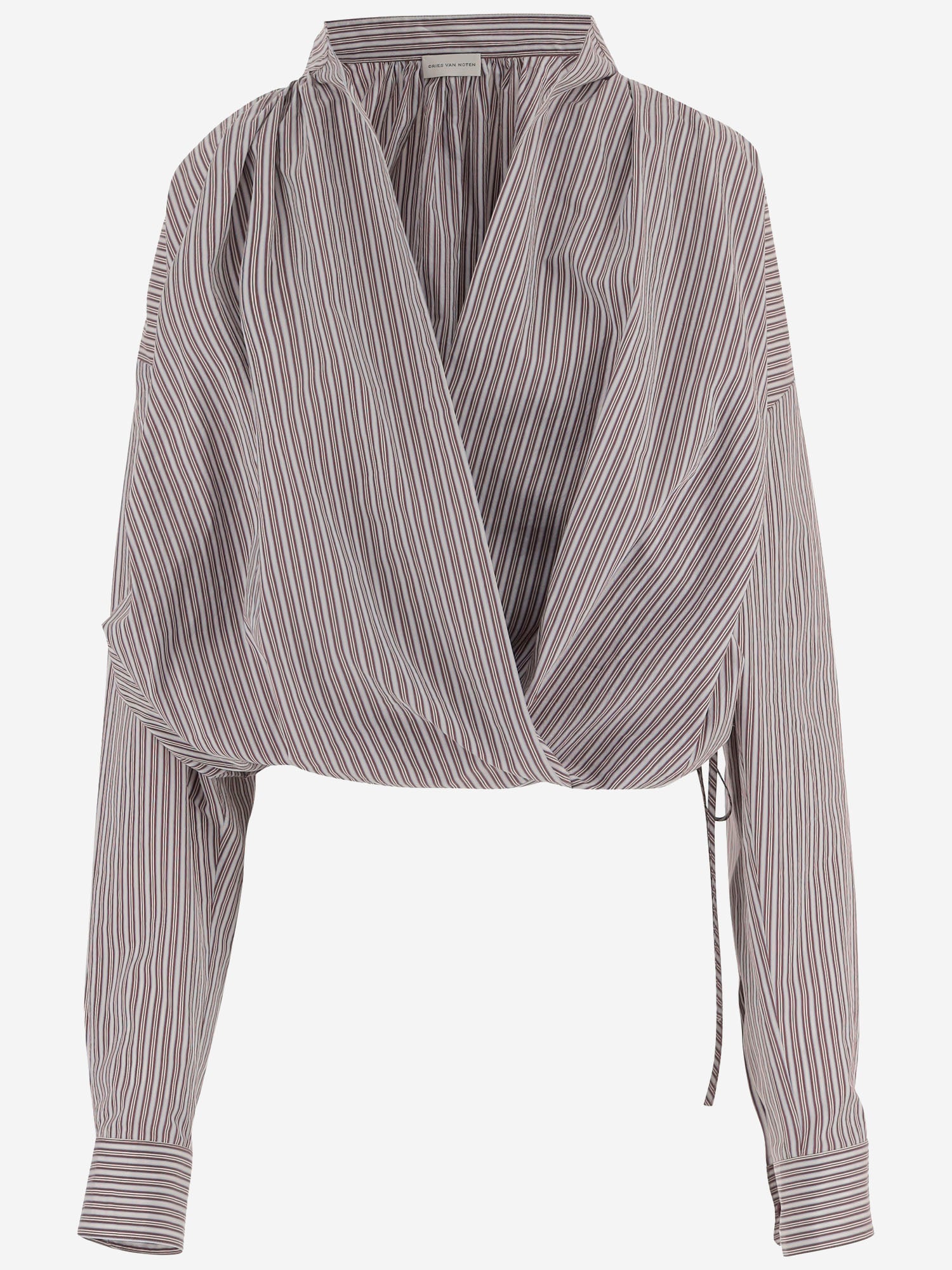 CAMICIA IN COTONE E SETA A RIGHE CON DRAPPEGGIO 010744 3132703 DRIES VAN NOTEN 